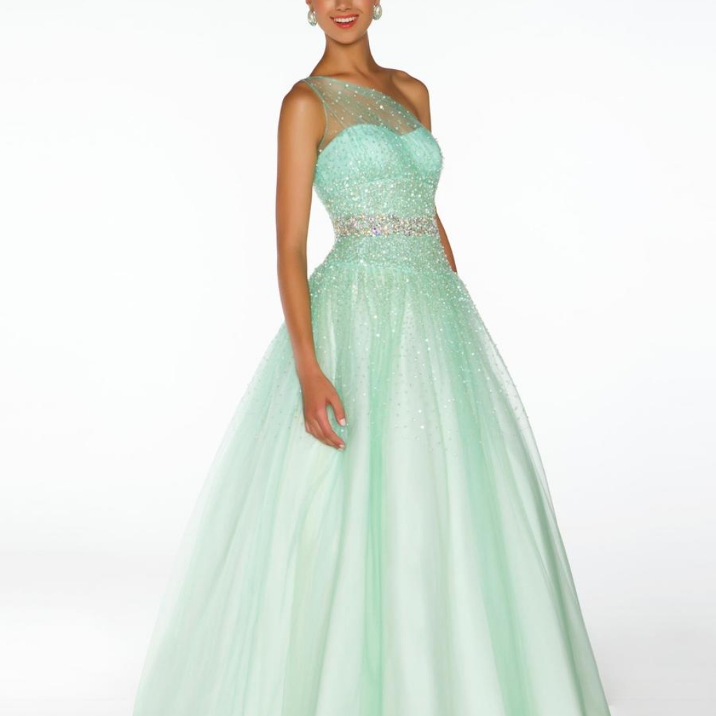 Mac Douggal Mint Green Ball Formal Gown Beaded
